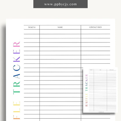 Raffle Ticket Tracker Printable Template – Digital download for organizing and managing raffle ticket sales and entries