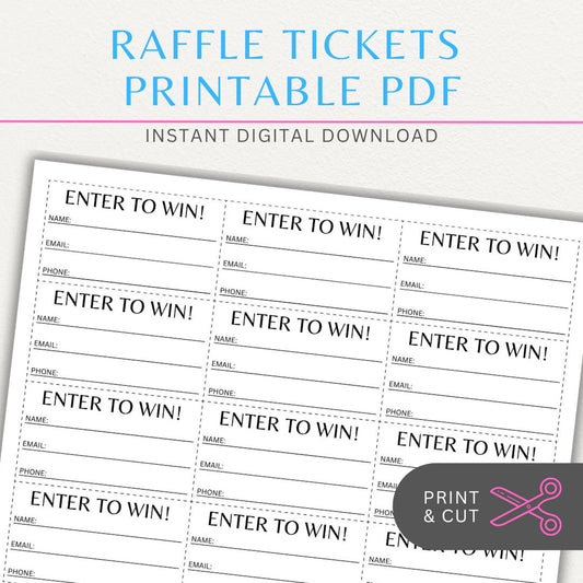 Printable raffle ticket template with numbered sections and space for event details.

