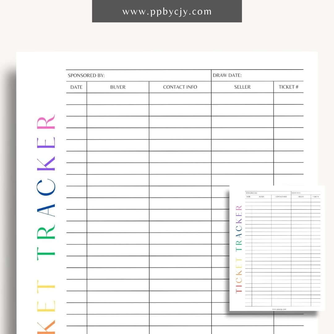 Raffle Ticket Tracker Printable Template – Digital download for organizing and managing raffle ticket sales and entries