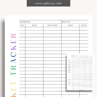 Raffle Ticket Tracker Printable Template – Digital download for organizing and managing raffle ticket sales and entries