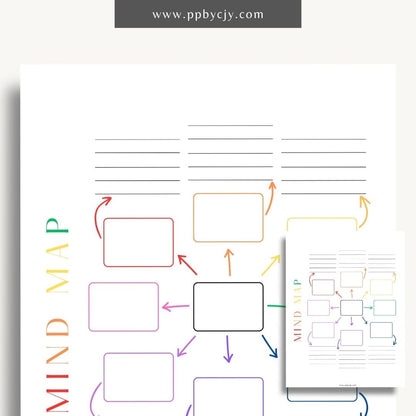 Mind Map Printable Template – Digital download for organizing ideas, brainstorming, and planning projects.