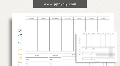 Weekly Planner Printable Template – Digital download for managing weekly schedules, tasks, and goals.