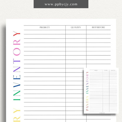 Pantry Inventory Printable Template – Digital download for organizing and managing the contents of your pantry.