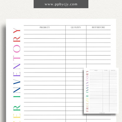 Freezer Inventory Printable Template – Digital download for organizing and managing the contents of your freezer.