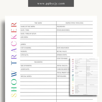 Craft Fair Tracker Printable Template – Digital Download for Organizing and Monitoring Craft Fair Details, Sales, and Inventory