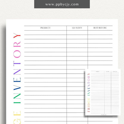 Refrigerator Inventory Printable Template – Digital download for organizing and managing the contents of your refrigerator.