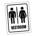 Restroom sign with male and female symbols on a white background