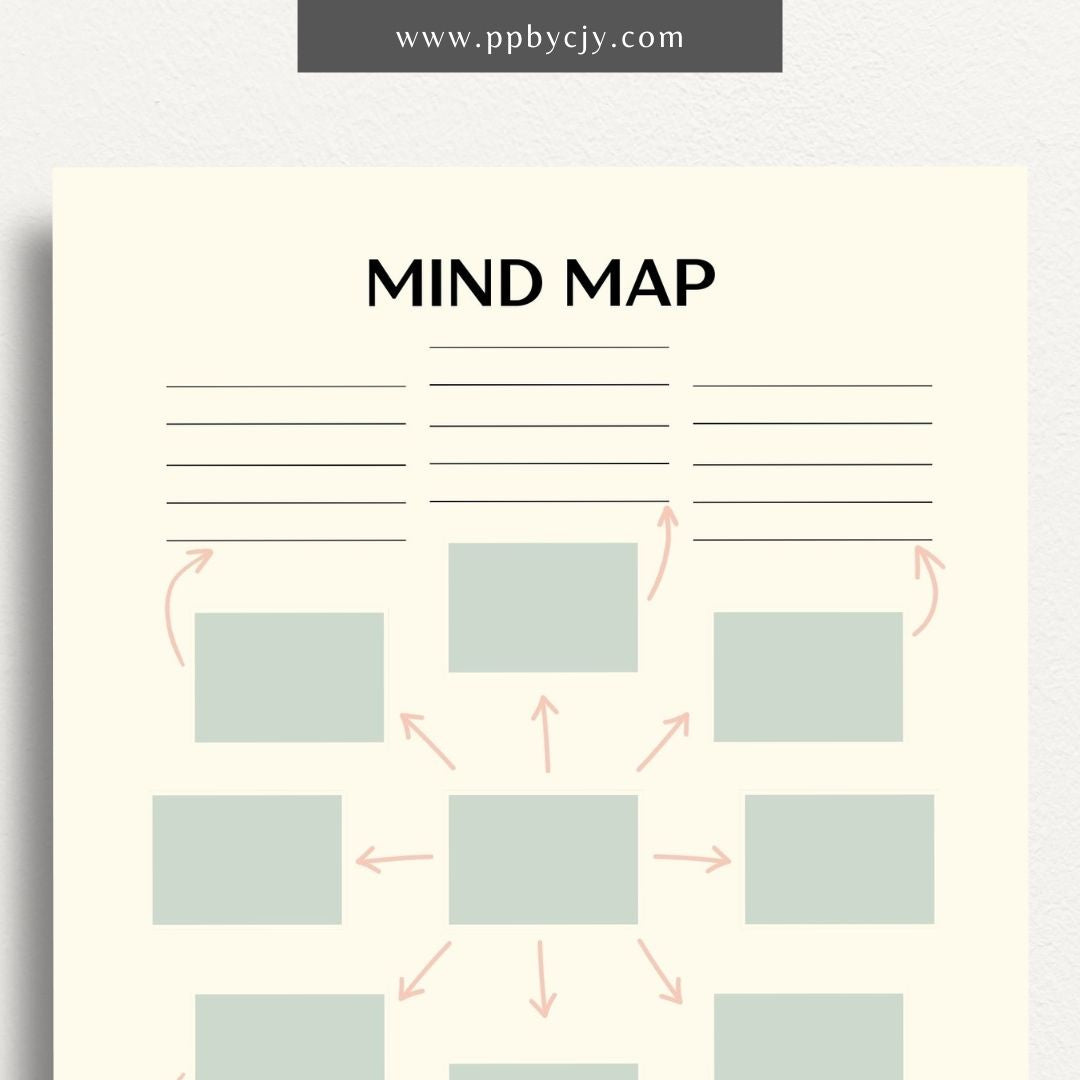 Mind Map Printable Template – Digital download for organizing ideas, brainstorming, and planning projects.