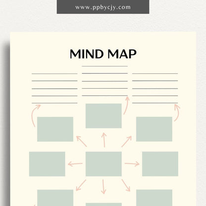 Mind Map Printable Template – Digital download for organizing ideas, brainstorming, and planning projects.