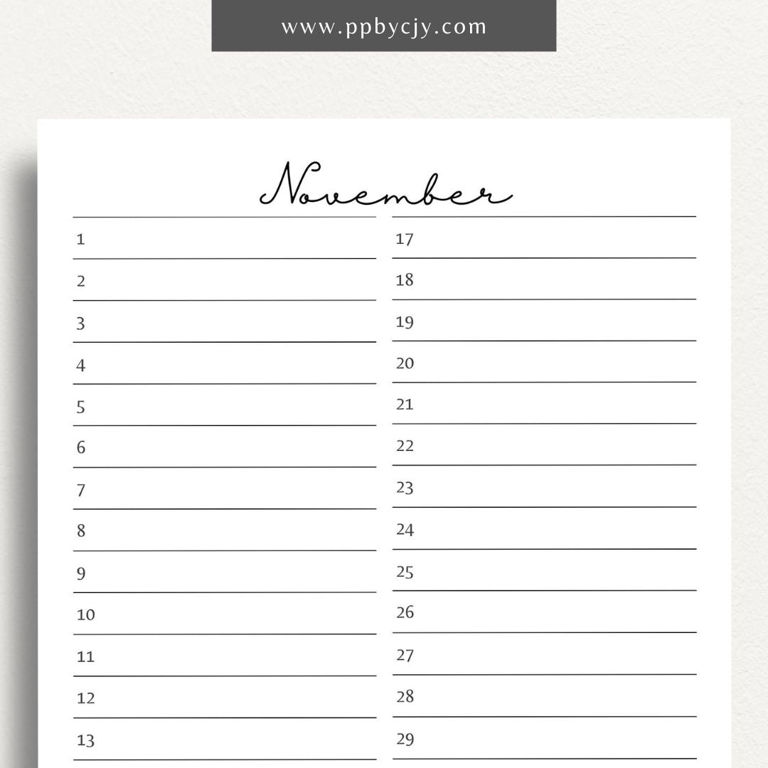 Perpetual Calendar Printable Template – Digital download for tracking birthdays, anniversaries, holidays, and year-round events.