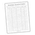 Room Home Inventory List Printable PDF Template