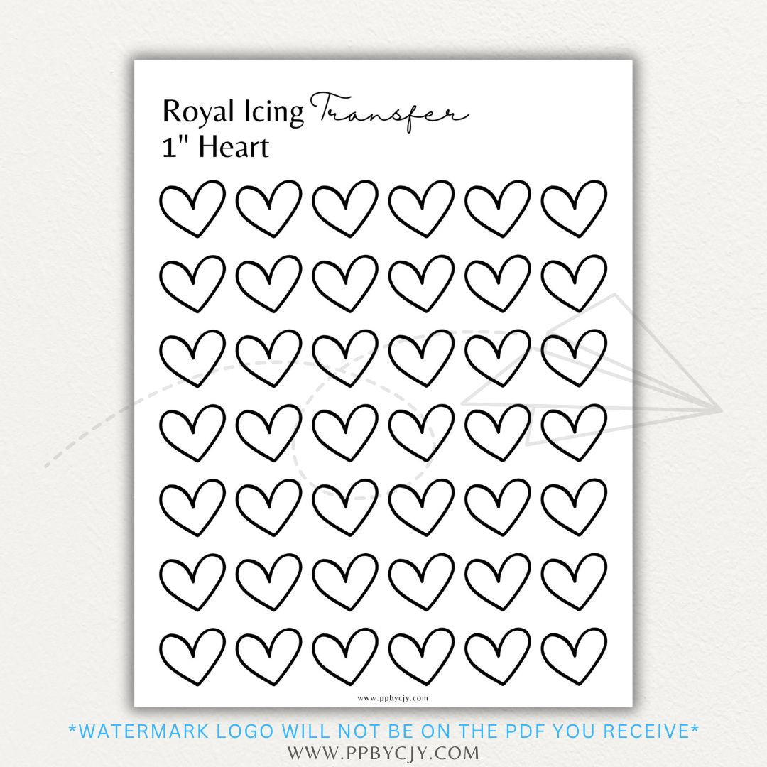 Royal Icing Transfer Sheet Printable PDF Template with guide shapes for precise cake and cookie decorating.