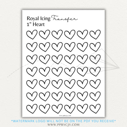 Royal Icing Transfer Sheet Printable PDF Template with guide shapes for precise cake and cookie decorating.