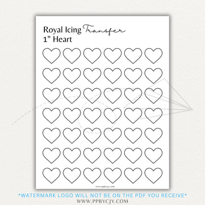 Royal Icing Transfer Sheet Printable PDF Template with guide shapes for precise cake and cookie decorating.