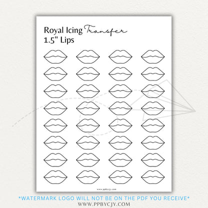 Royal Icing Transfer Sheet Printable PDF Template with guide shapes for precise cake and cookie decorating.