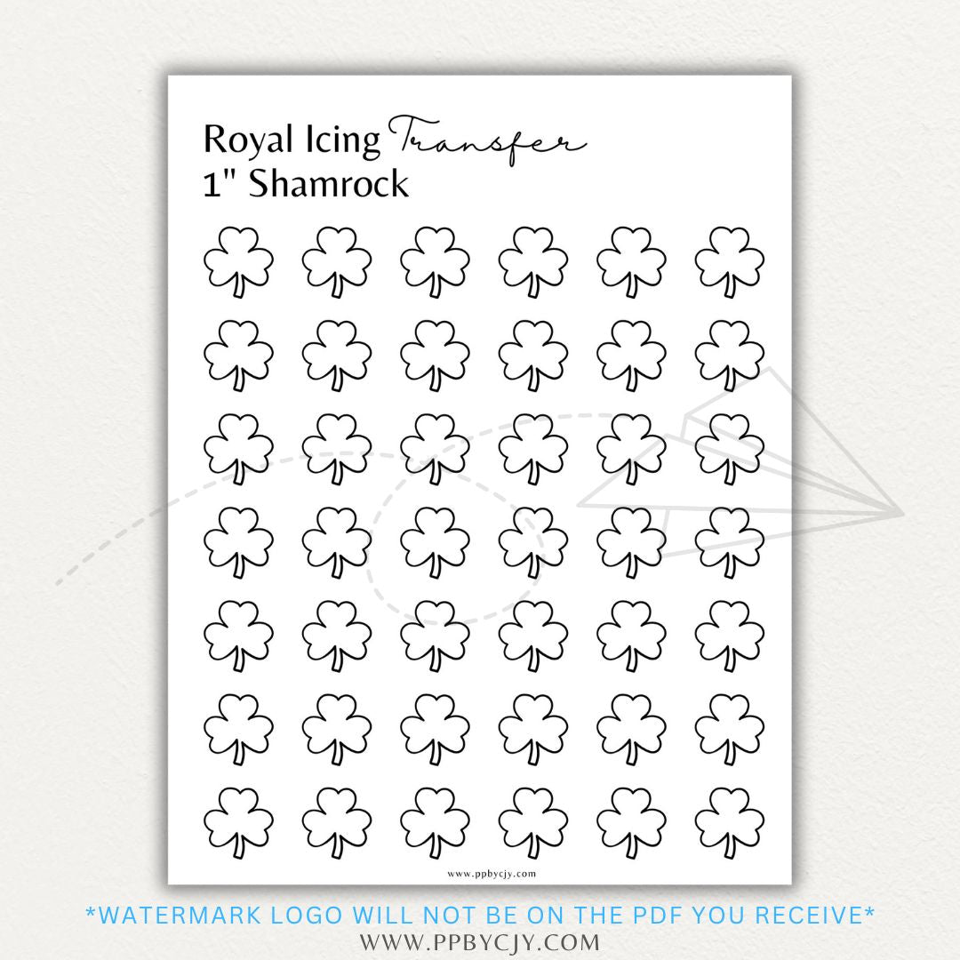 Royal Icing Transfer Sheet Printable PDF Template with guide shapes for precise cake and cookie decorating.