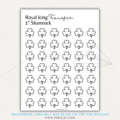 Royal Icing Transfer Sheet Printable PDF Template with guide shapes for precise cake and cookie decorating.