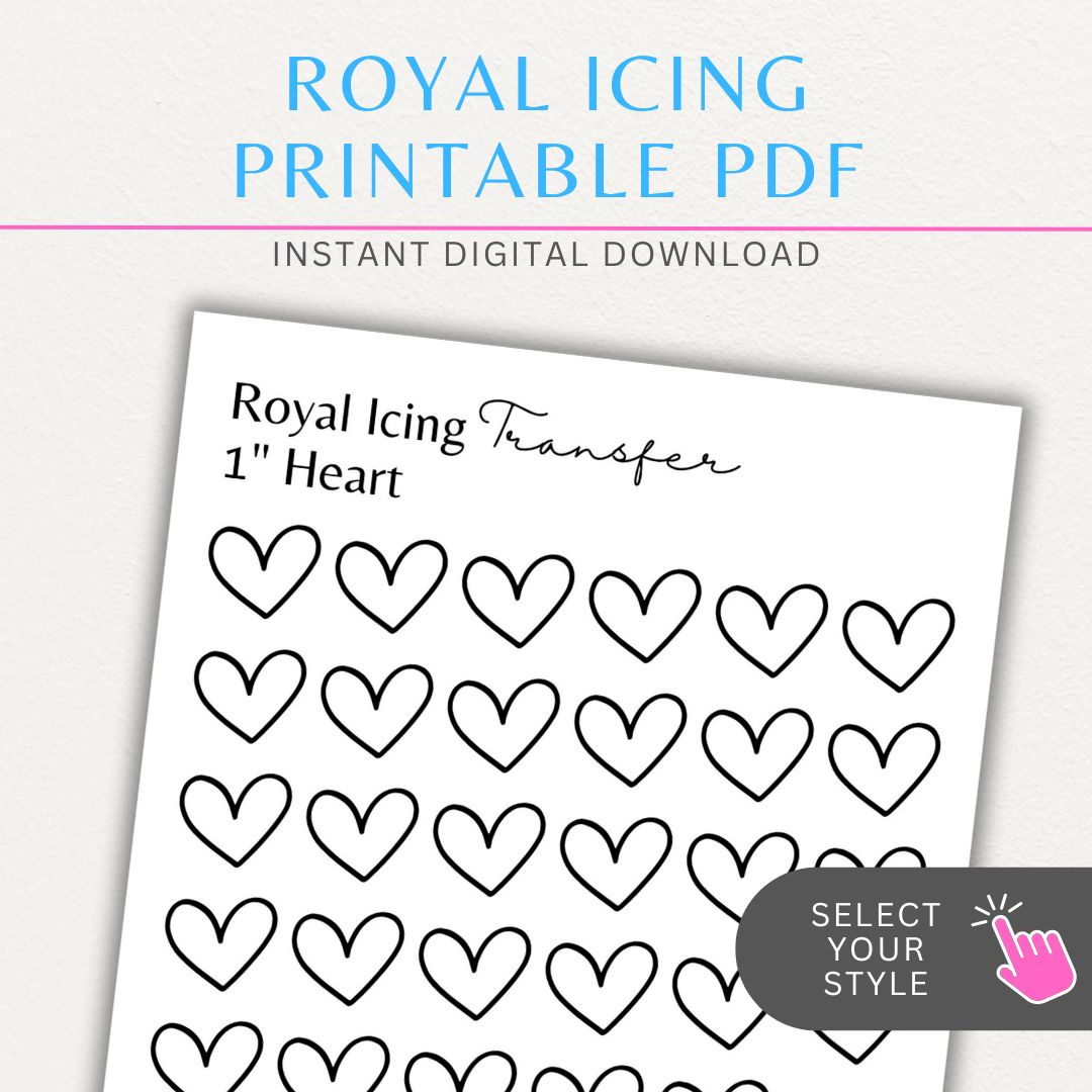 Royal Icing Transfer Sheet Printable PDF Template with guide shapes for precise cake and cookie decorating.