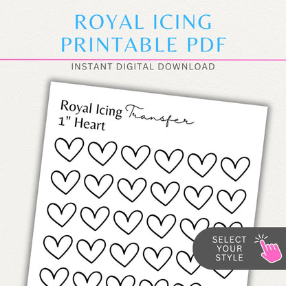 Royal Icing Transfer Sheet Printable PDF Template with guide shapes for precise cake and cookie decorating.