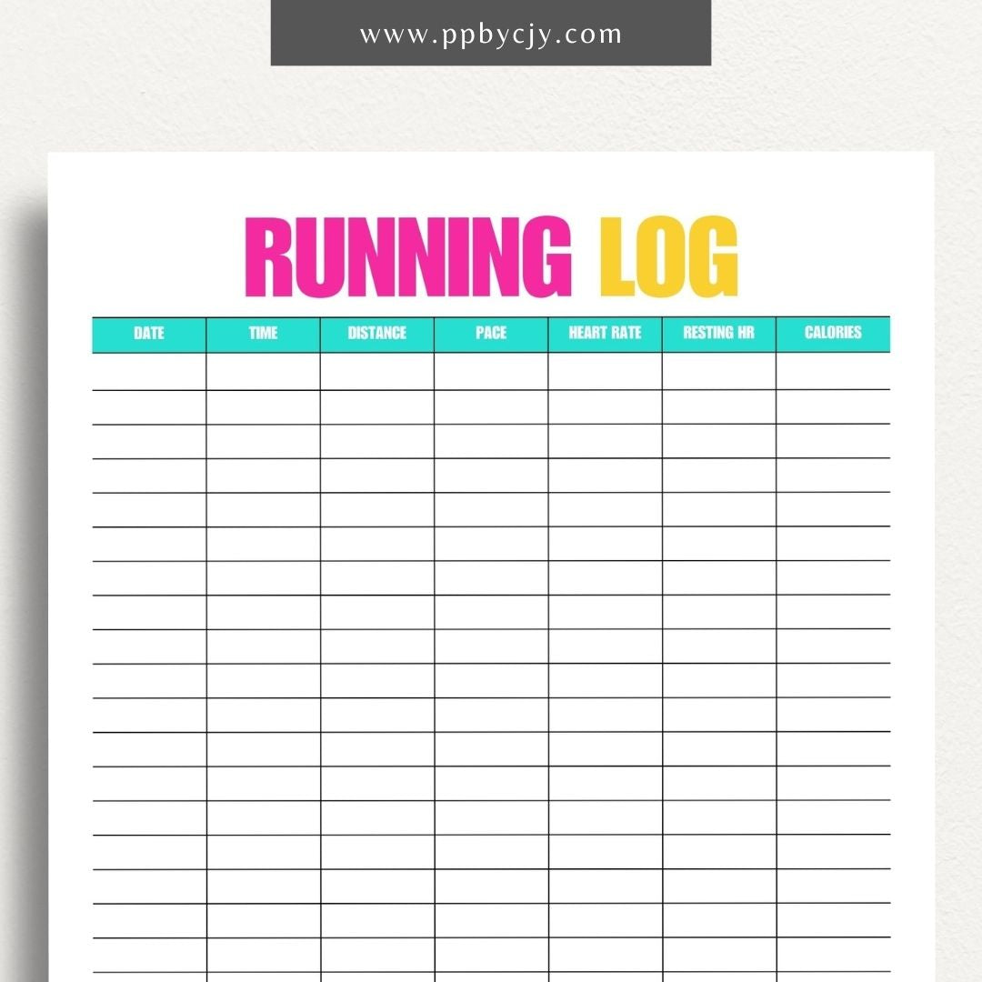  printable template page with columns and rows related to running tracking