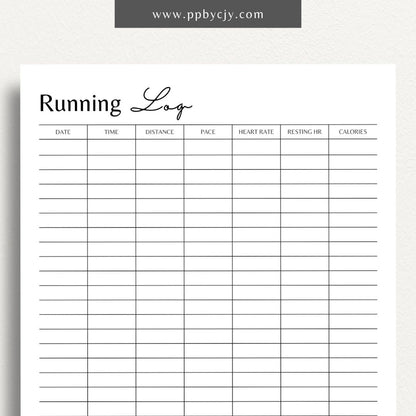  printable template page with columns and rows related to running tracking