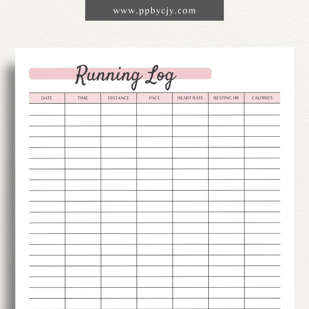 Running Mileage Log Printable PDF Template