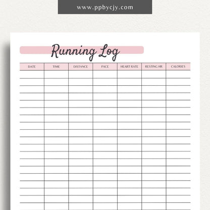 Running Mileage Log Printable PDF Template