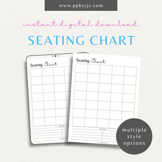 Classroom Seating Chart Printable Template – Digital Download for Organizing and Managing Student Seating Arrangements in the Classroom