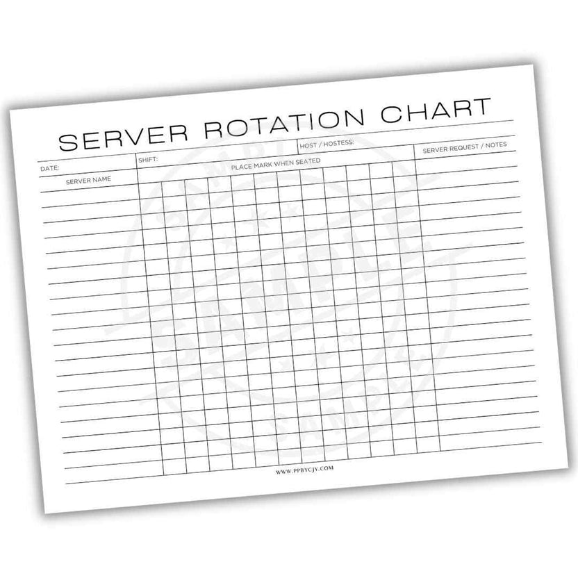 Restaurant Server Rotation Chart Printable PDF | Server Scheduling Tool ...