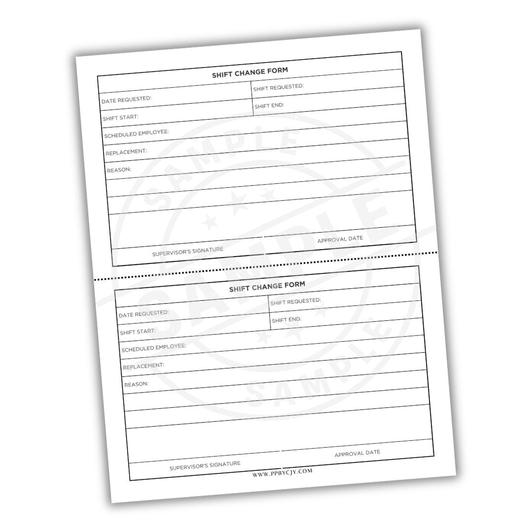 Shift Change Form Printable – Employee Schedule Swap Sheet – Printable ...