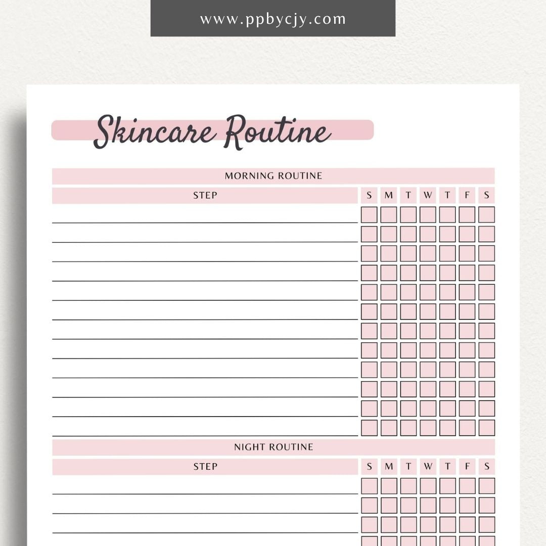 Skincare Routine Tracker Printable PDF Template
