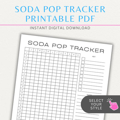 Soda Pop Tracker Printable PDF Template for monitoring daily soda consumption.