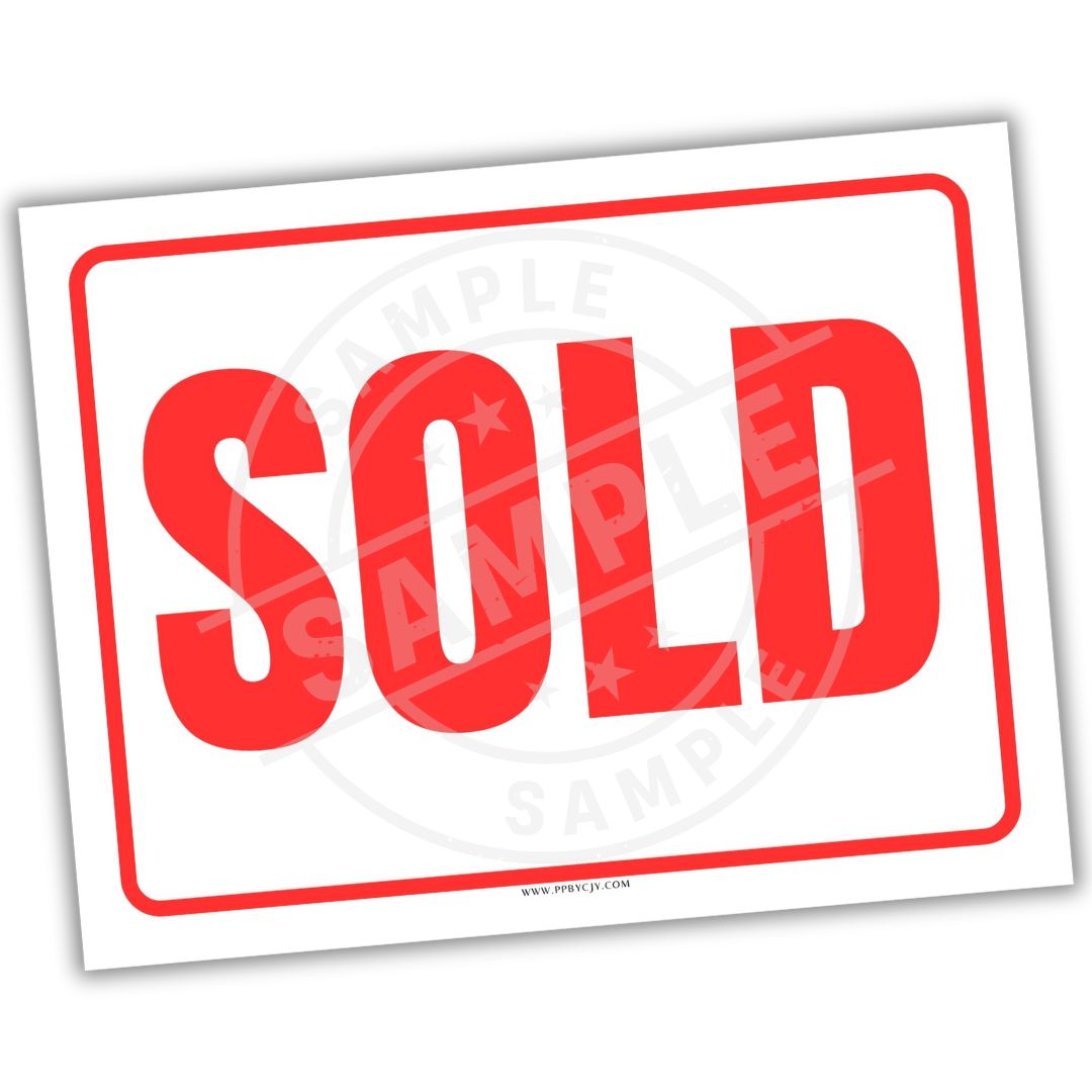 Red 'SOLD' sign on a white background