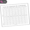 Planificador de Comidas de 2 Semanas Plantilla PDF Imprimible