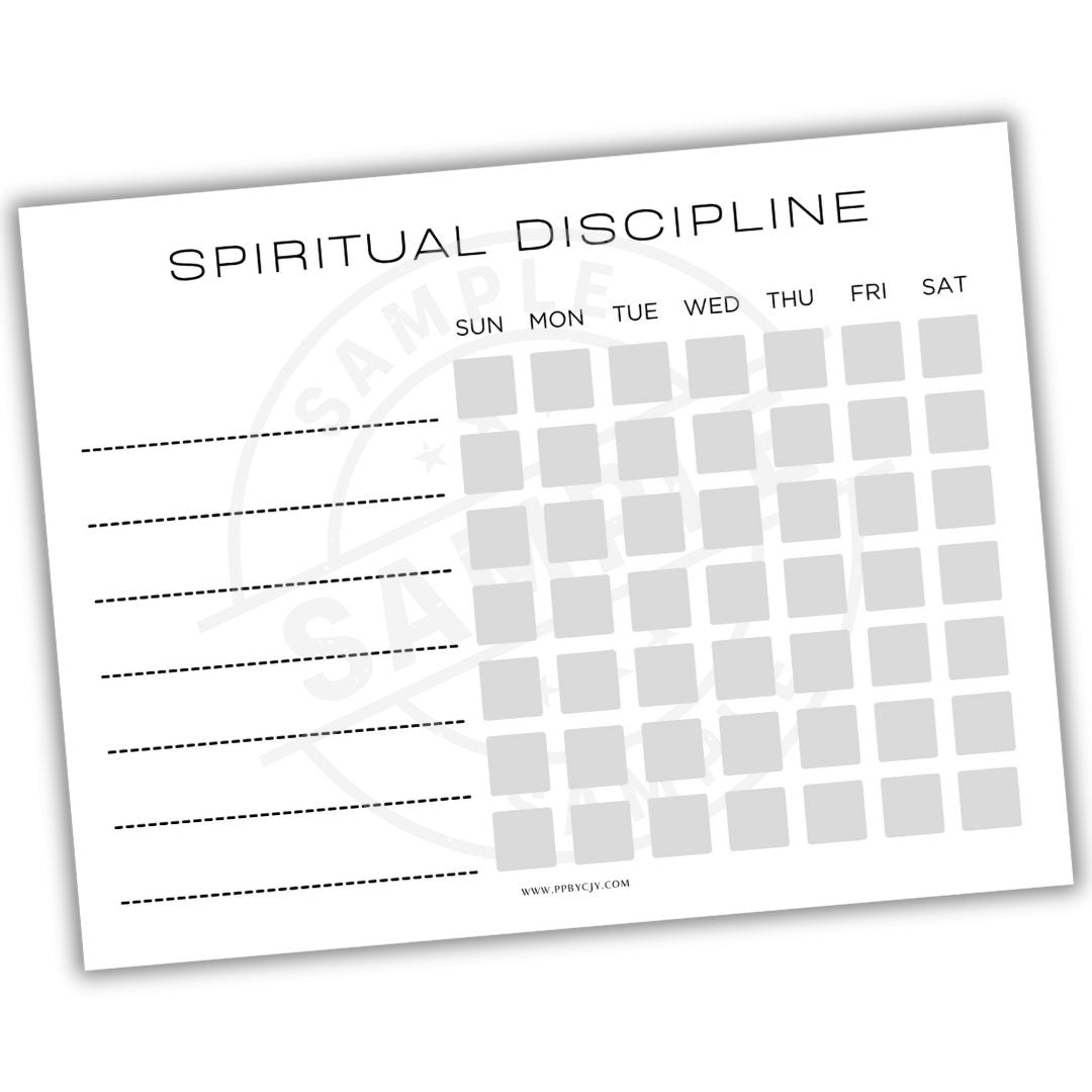 Calendar with 'Spiritual Discipline' at the top on a white background