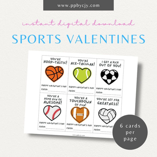 Sports-themed Valentine’s Day cards with fun designs and playful love quotes for sports lovers.

