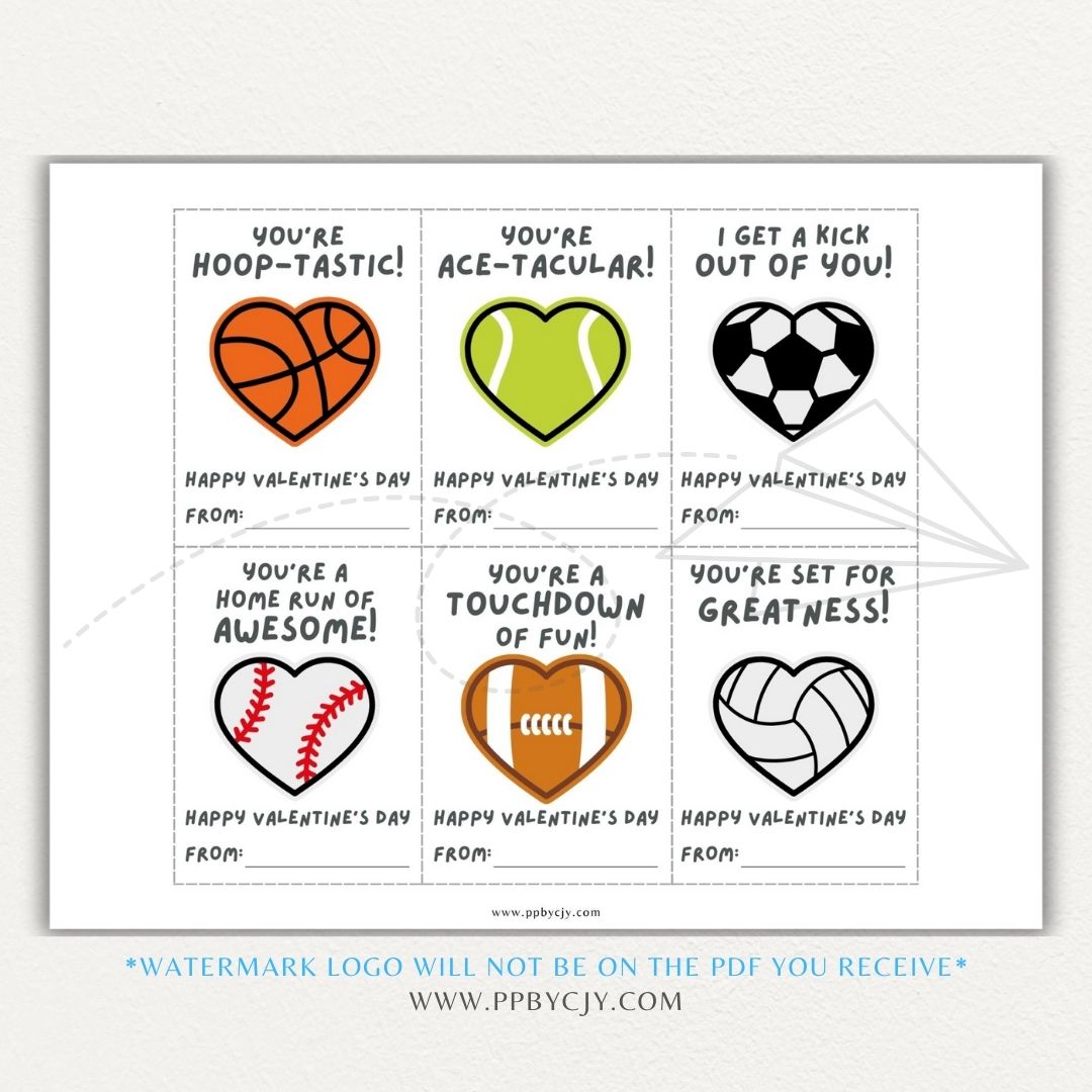 Sports-themed Valentine’s Day cards with fun designs and playful love quotes for sports lovers.
