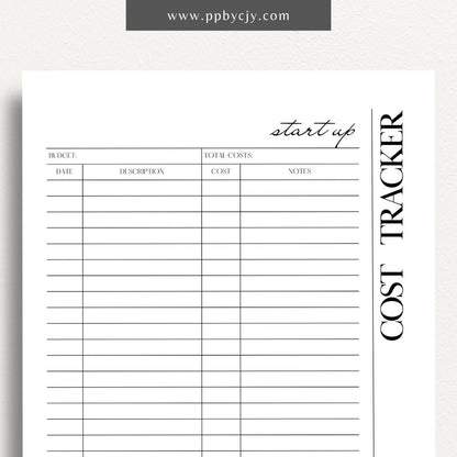 Start-Up Cost Tracker Printable Template – Digital download for monitoring and managing initial expenses and investments when starting a new business or project