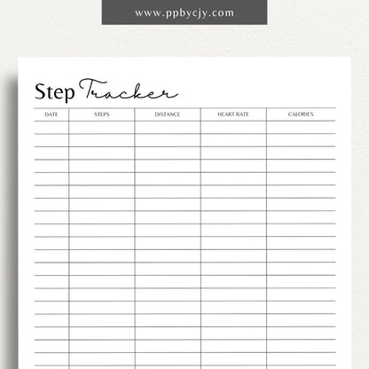 printable template page with columns and rows step tracking