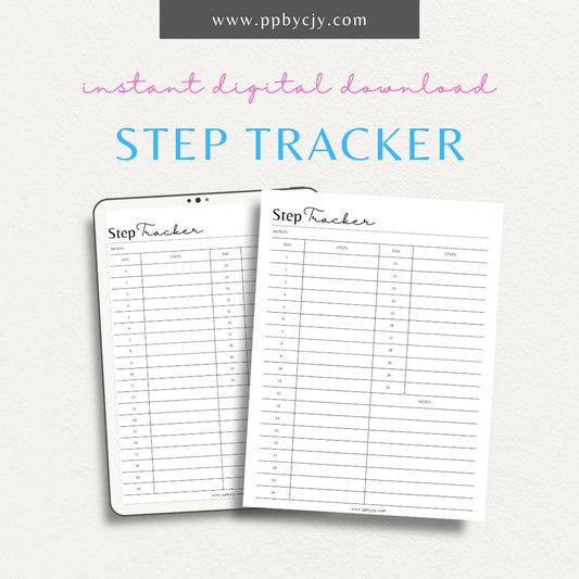 Track your daily steps and fitness progress with this printable step tracker template.

