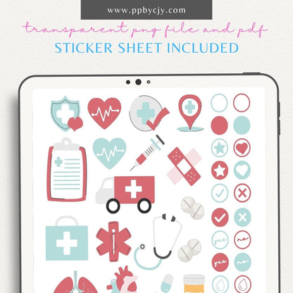 Medical Information Digital Planner – Digital download featuring interactive pages for organizing and tracking personal medical details, health records, and appointments.