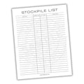 Stockpile List Printable PDF Template