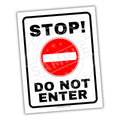 Stop sign with 'Do Not Enter' text on a white background