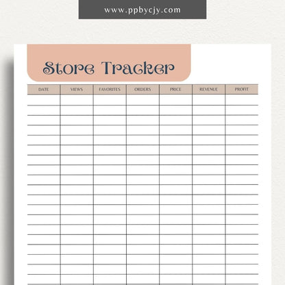 Store Tracker Printable Template – Digital download for organizing and managing store inventory, sales, and performance metrics