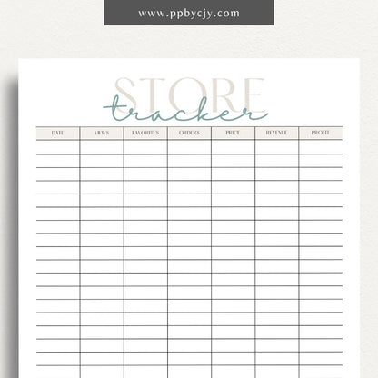 Store Tracker Printable Template – Digital download for organizing and managing store inventory, sales, and performance metrics