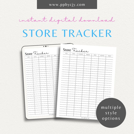 Store Tracker Printable Template – Digital download for organizing and managing store inventory, sales, and performance metrics