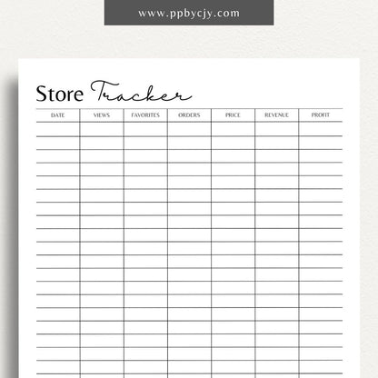 Store Tracker Printable Template – Digital download for organizing and managing store inventory, sales, and performance metrics