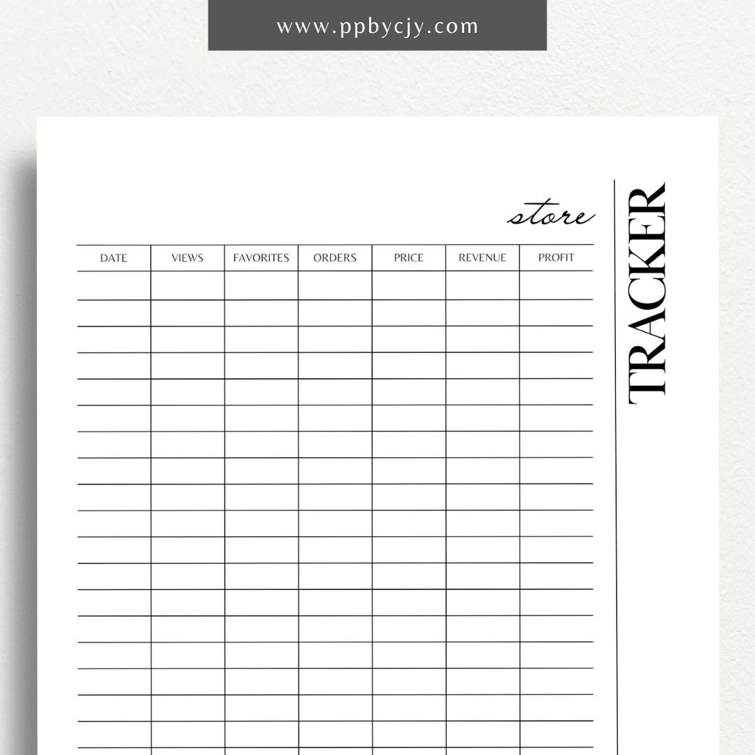 Store Tracker Printable Template – Digital download for organizing and managing store inventory, sales, and performance metrics