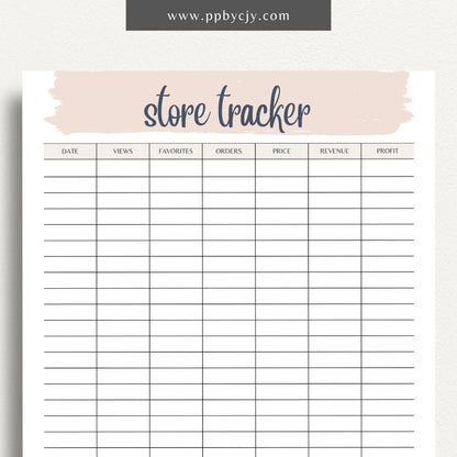 Store Tracker Printable Template – Digital download for organizing and managing store inventory, sales, and performance metrics