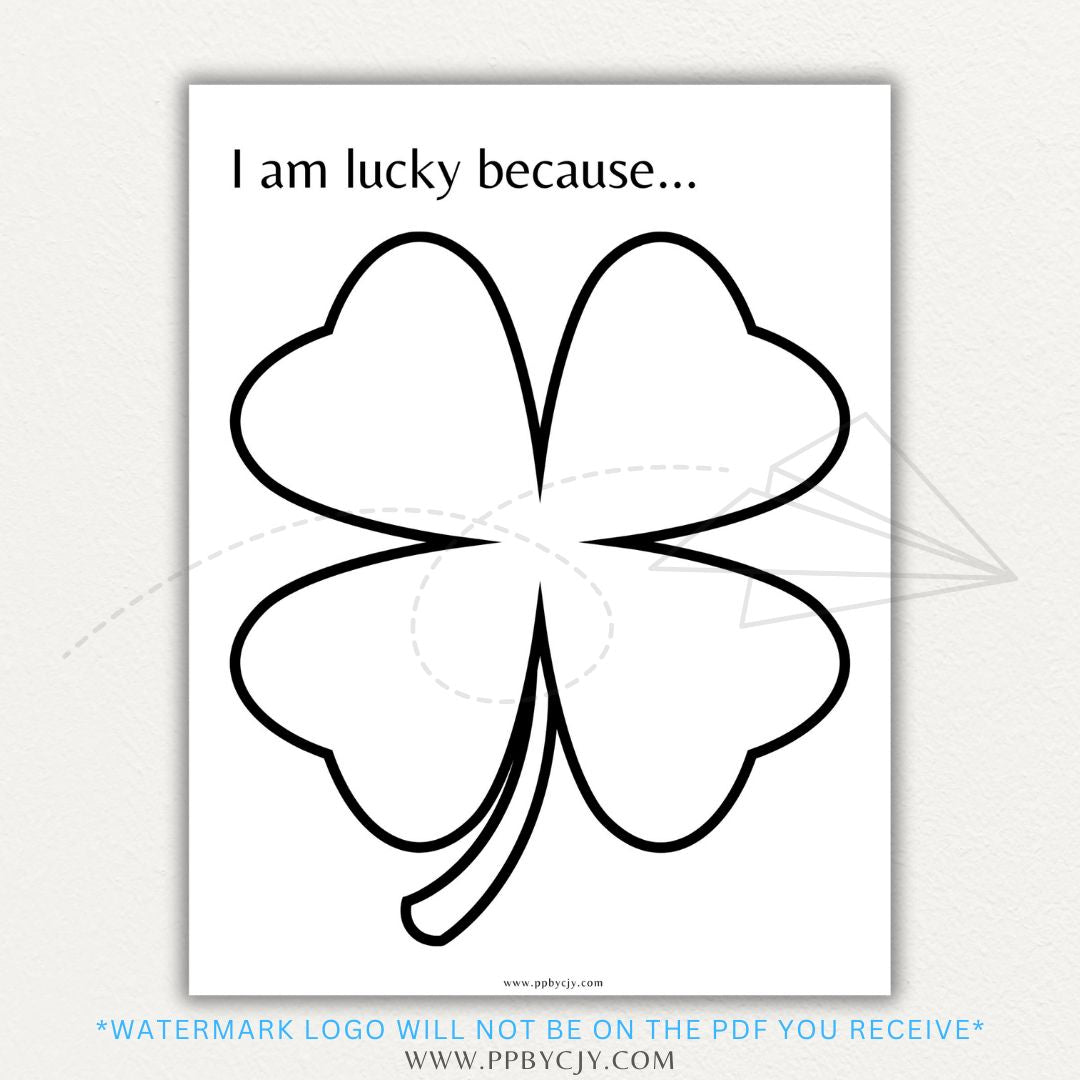 St. Patrick’s Day Gratitude Clover Printable PDF Template for writing thankful thoughts.

